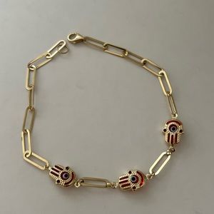 14k yellow gold hamsa hand bracelet